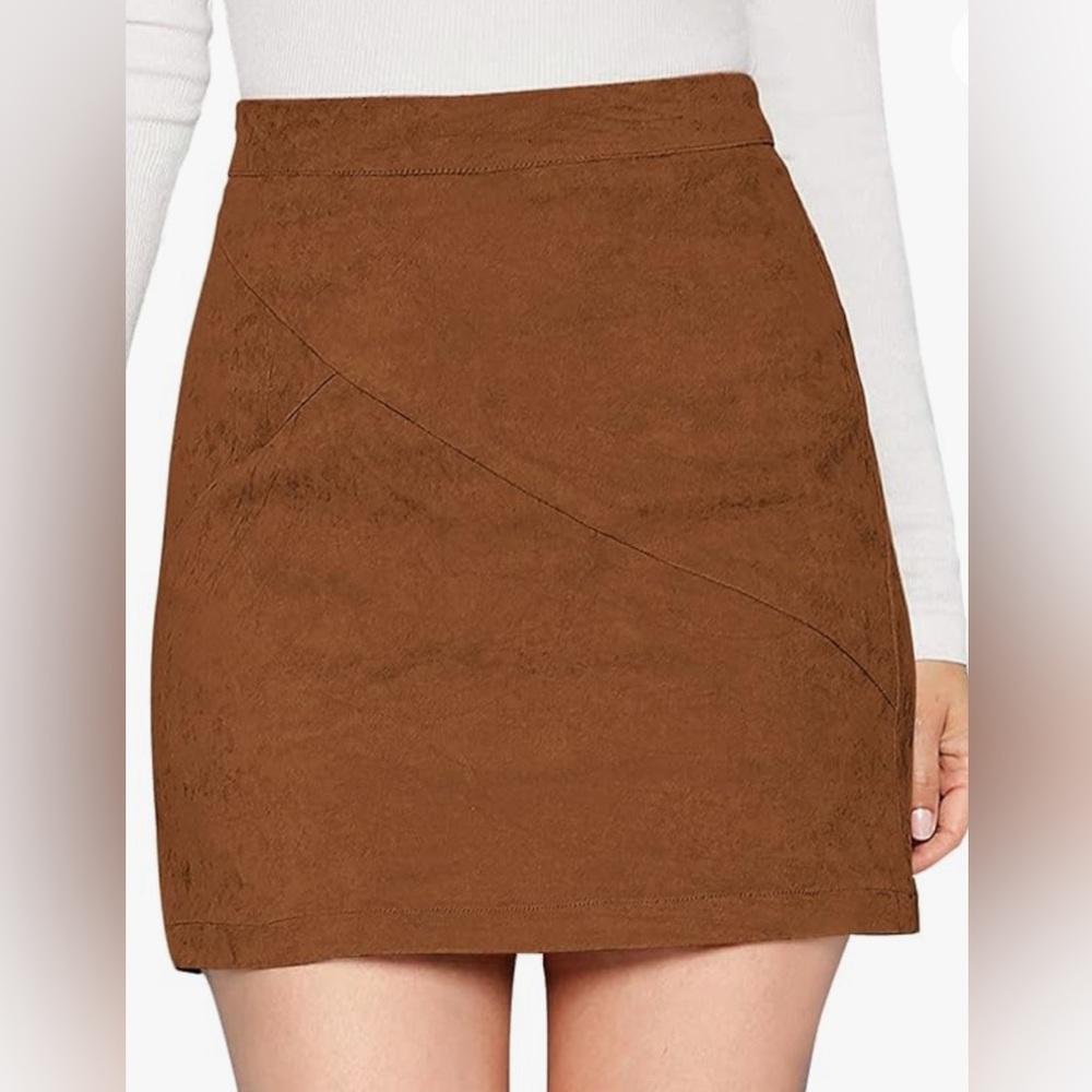 MANGOPOP Mini Faux Suede Skirt for Women High Waist Skirts